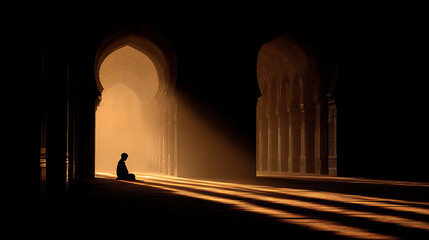 Fototapeta premium Illuminated prayer hall interior