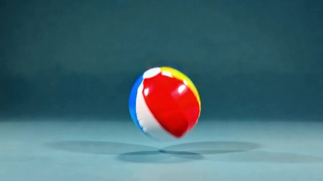 Beach Ball bouncing on Blue Background