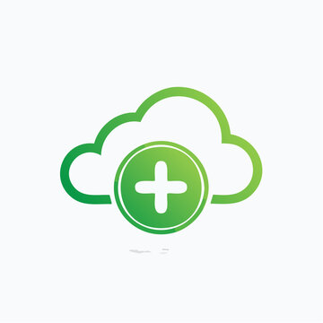 Cloud computing icon with a plus sign