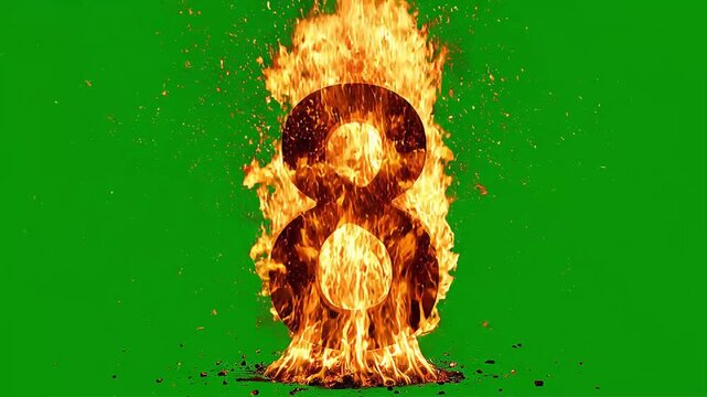 Hot Burning Digit Eight Animation