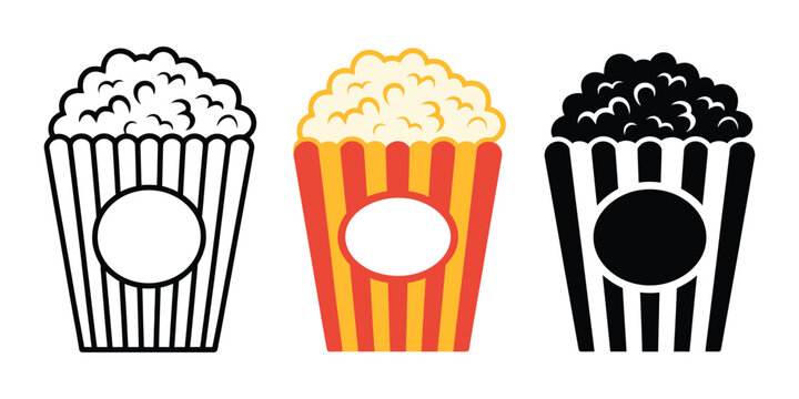 popcorn buckets in different shapes and sizes for cinema snack concession stand packaging design realistic mockup templates for entertainment marketing use