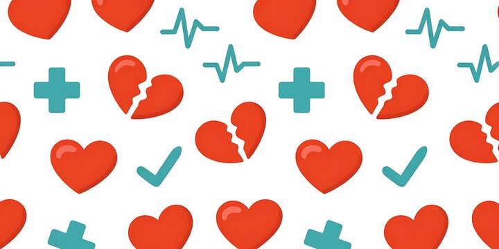 Heart health medical icons pattern