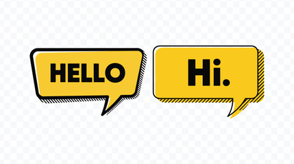 Greeting speech bubbles with welcome hello hi and thank you © SilhouetteNest