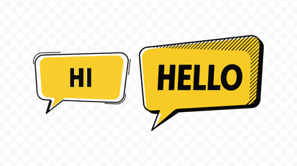 Greeting speech bubbles with welcome hello hi and thank you © SilhouetteNest