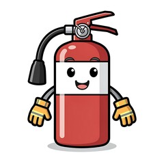 Obraz premium Cute cartoon fire hydrant illustration with friendly face and simple thick border.