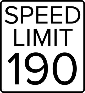 Maximum speed limit 190 mph traffic sign vector