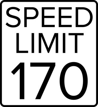 Maximum speed limit 170 mph traffic sign vector