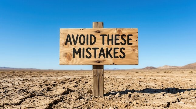 Warning sign concept for avoiding common mistakes in life choices and decision making.