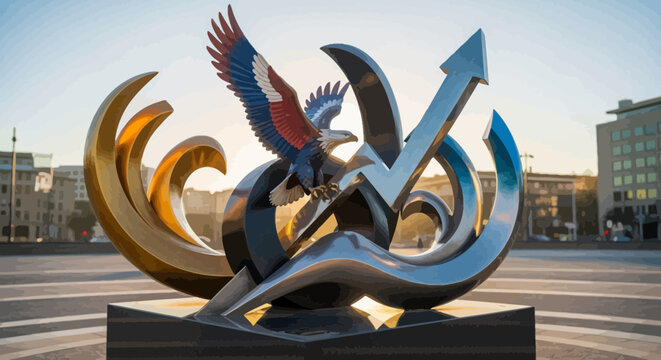 Large Metal Sculpture of a Bird.