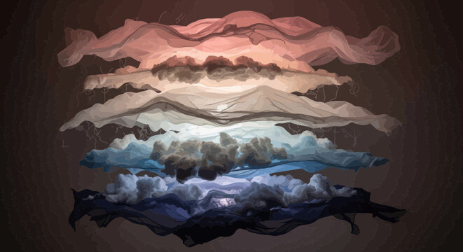 Layers of colored abstract cloud formation.
