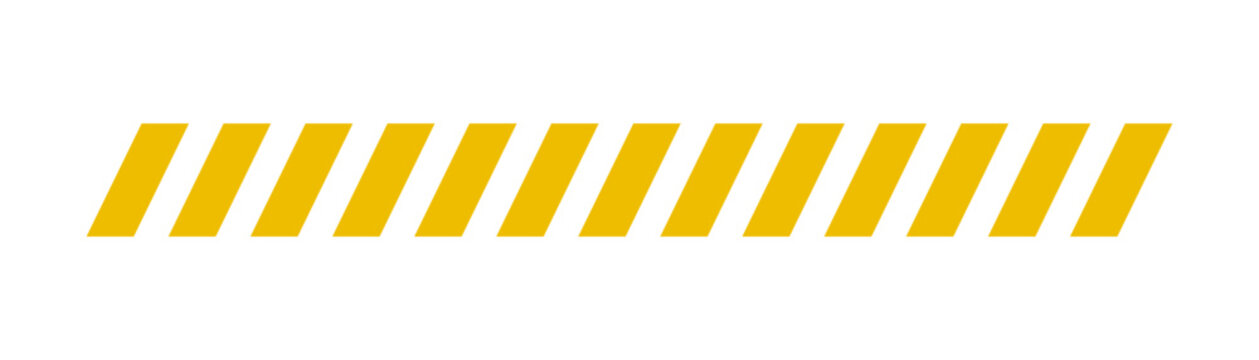 Hazard striped divider bar with yellow and black diagonal warning pattern, caution label graphic design element vector illustration