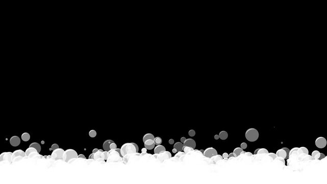 Floating Cartoon Soap Bubble and Foam Border alpha channel animation,air bubbles isolated cosmetics and cleaning social media motion design element