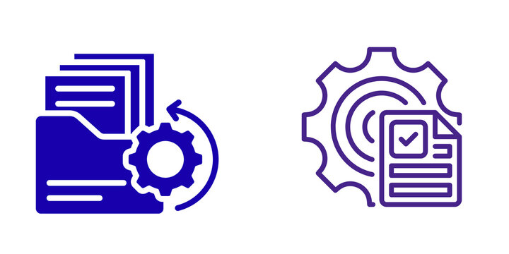 Document Management and Workflow Automation Icons isolated on transparent background