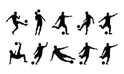 Obraz premium Professional soccer player silhouettes demonstrating various kicking techniques and skills