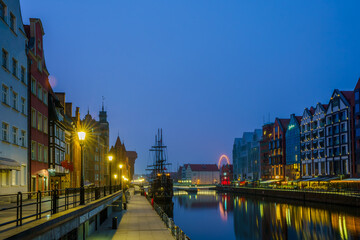 Fototapeta premium Panoramic view from Granary Island of the Old Town of Gdańsk, Poland.
