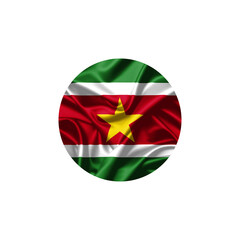 Fototapeta premium Suriname Flag in Circular Design with Fabric Fold Texture