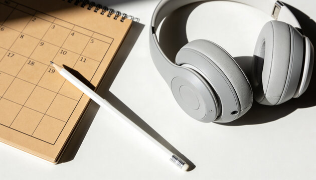 Minimalist workspace for podcasting or music production.