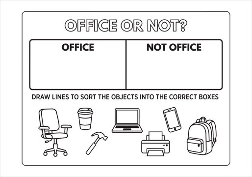Office or not sorting activity worksheet for kids with worksheet activity education learning children classroom identification