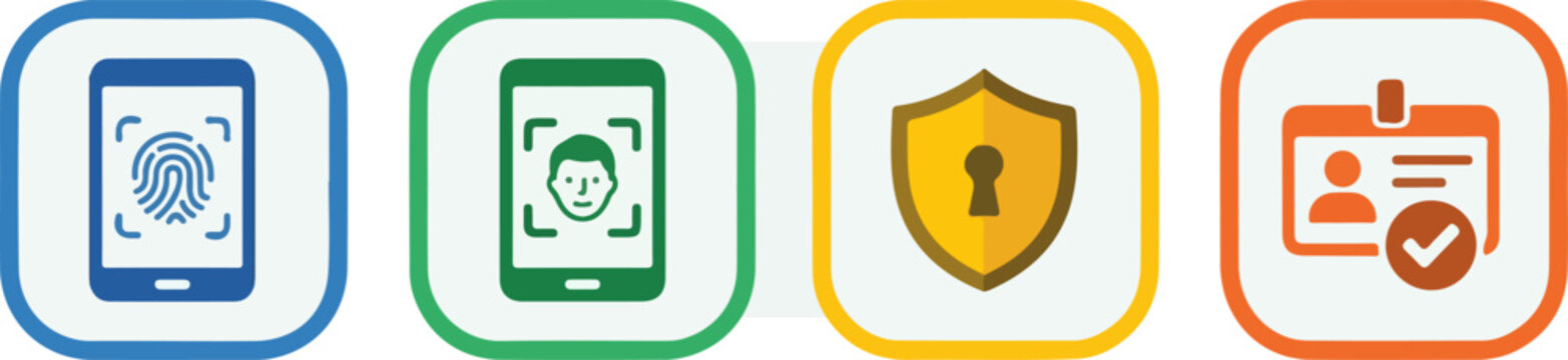 Biometric icons in squircle frames