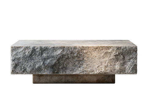 Concrete block on base, isolated on transparent background