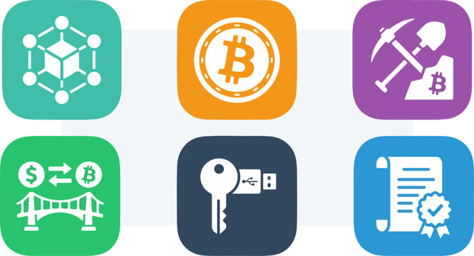 Crypto integration icons set