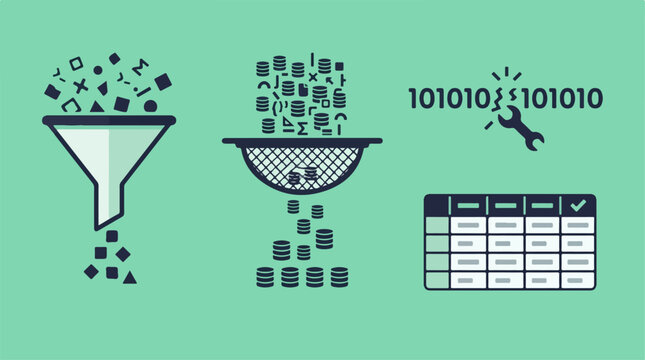 Vector data funnel sorting icons