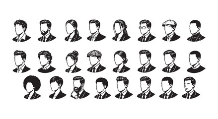 Fototapeta premium Set of professional business people avatar profile collection icon on a white background