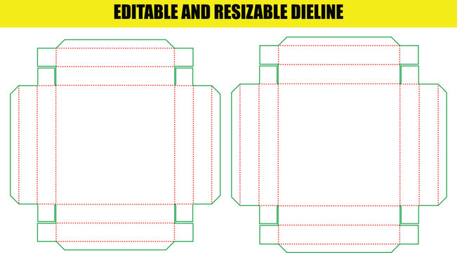 Customizable cardboard box packaging dieline template with precise folding flaps for professional product manufacturing design needs