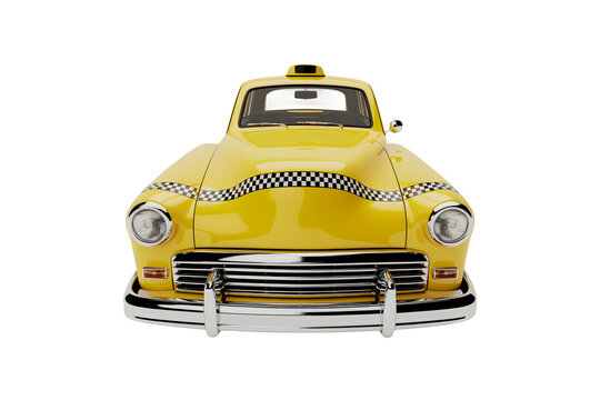 Vintage Yellow Taxi Cab Front View