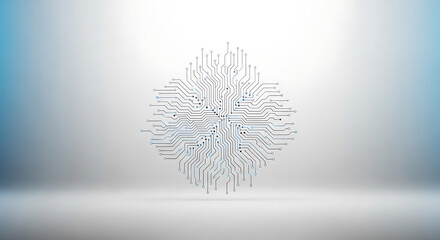 Obraz premium Abstract digital brain or complex circuit network symbolizing artificial intelligence and advanced data processing on a light background.