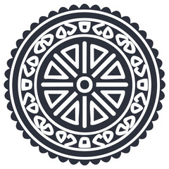 Fototapeta premium Abstract Circular Geometric Pattern with Tribal Inspired Motifs