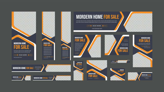real estate business web ads banner bundle template design. horizontal and vertical web ads banner design Layout