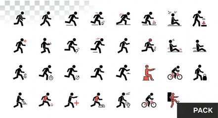 Obraz premium Collection of Human Activity Icons Representing Movement and Actions.