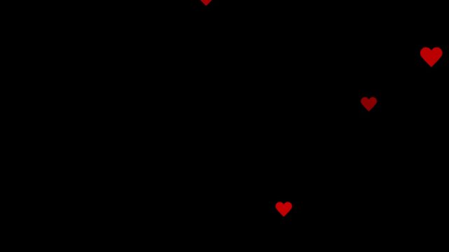 Red heart shape symbol animation with beating pulse effect on transparent background alpha channel for love and health video overlay.Romantic hearts overlay loop background,​valentine's day love heart