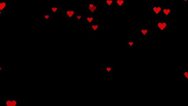 Red heart shape symbol animation with beating pulse effect on transparent background alpha channel for love and health video overlay.Romantic hearts overlay loop background,​valentine's day love heart