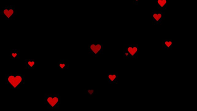 Red heart shape symbol animation with beating pulse effect on transparent background alpha channel for love and health video overlay.Romantic hearts overlay loop background,​valentine's day love heart