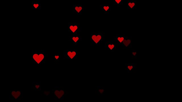 Red heart shape symbol animation with beating pulse effect on transparent background alpha channel for love and health video overlay.Romantic hearts overlay loop background,​valentine's day love heart