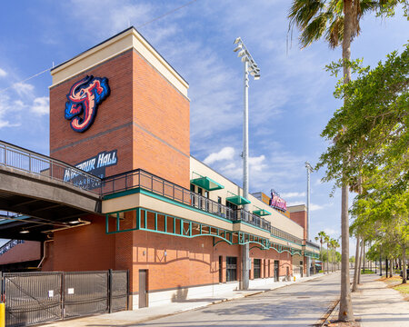 Jacksonville, FL, USA - May 15, 2026: VyStar Ballpark, home of the minor league Jacksonville Jumbo Shrimp, is located in downtown Jacksonville.