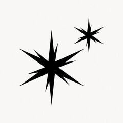 Obraz premium Two black starburst shapes on a plain white background.