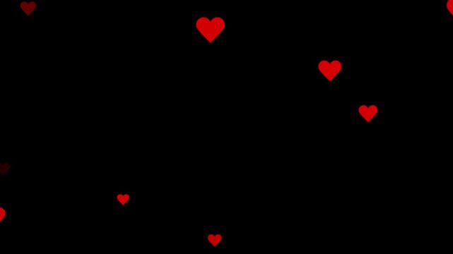 Red heart shape symbol animation with beating pulse effect on transparent background alpha channel for love and health video overlay.Romantic hearts overlay loop background,​valentine's day love heart