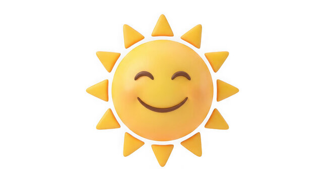 3d illustration of a cute smiling sun icon isolated on transparent background