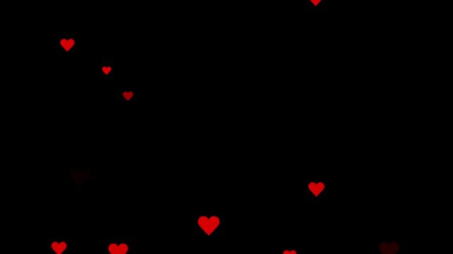 Red heart shape symbol animation with beating pulse effect on transparent background alpha channel for love and health video overlay.Romantic hearts overlay loop background,​valentine's day love heart