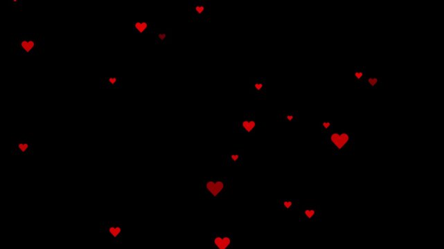 Red heart shape symbol animation with beating pulse effect on transparent background alpha channel for love and health video overlay.Romantic hearts overlay loop background,​valentine's day love heart