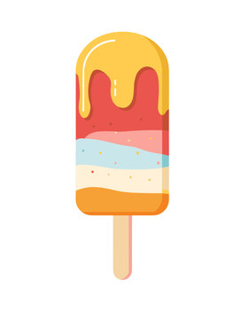 Colorful layered popsicle ice cream vector illustration isolated on transparent background