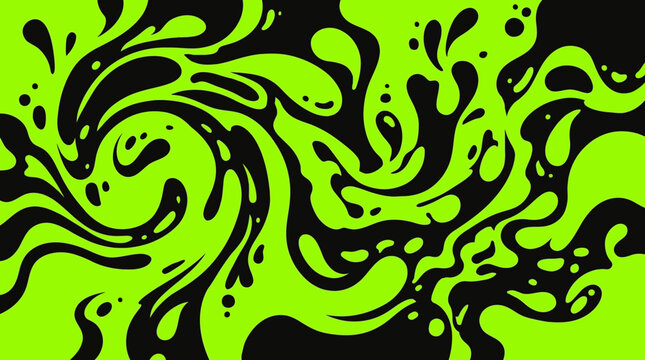Vibrant Abstract Black and Green Slime Splatter Texture for Dynamic Design