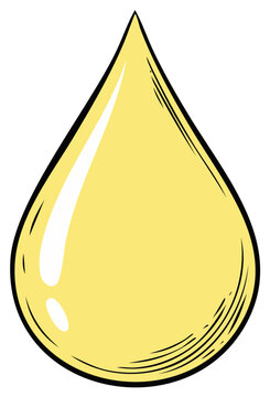 Illustrative Drop of Yellow Liquid with Cartoon Style Black Outline