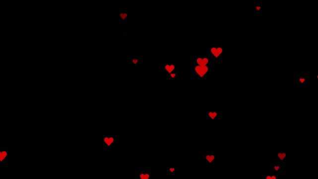 Red heart shape symbol animation with beating pulse effect on transparent background alpha channel for love and health video overlay.Romantic hearts overlay loop background,​valentine's day love heart