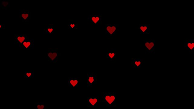 Red heart shape symbol animation with beating pulse effect on transparent background alpha channel for love and health video overlay.Romantic hearts overlay loop background,​valentine's day love heart