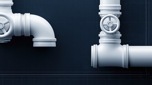 Industrial metal pipe valves system on dark technical background