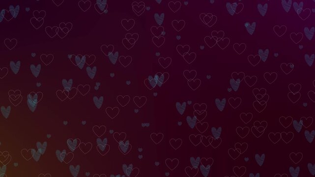 Red hearts are falling and fluttering on a white background. Animated abstract background.